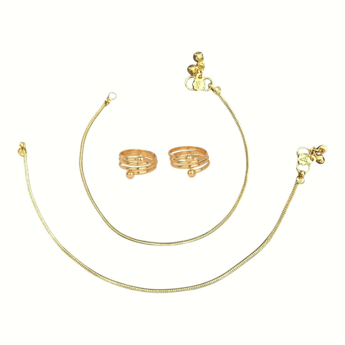 Silver and Gold Plated Ghungroo Payal Anklet with Adjustable Bichhiya Toe Ring Combo Set for Women