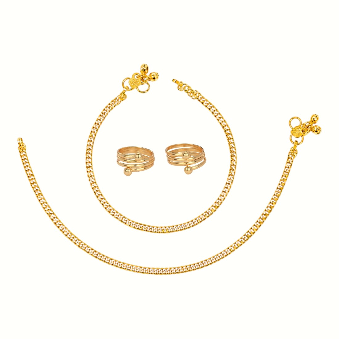 Silver and Gold Plated Ghungroo Payal Anklet with Adjustable Bichhiya Toe Ring Combo Set for Women