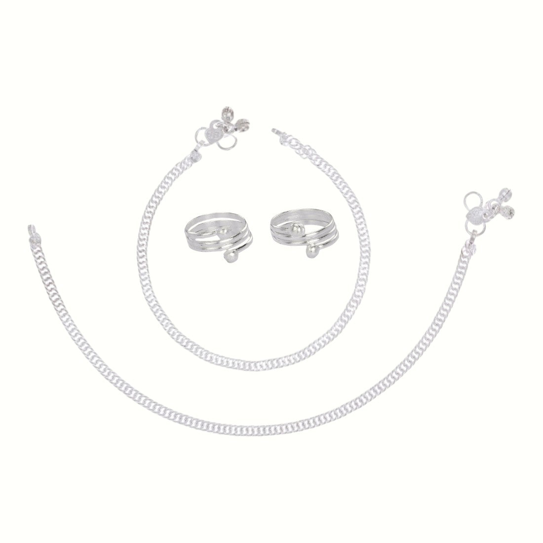 Silver and Gold Plated Ghungroo Payal Anklet with Adjustable Bichhiya Toe Ring Combo Set for Women