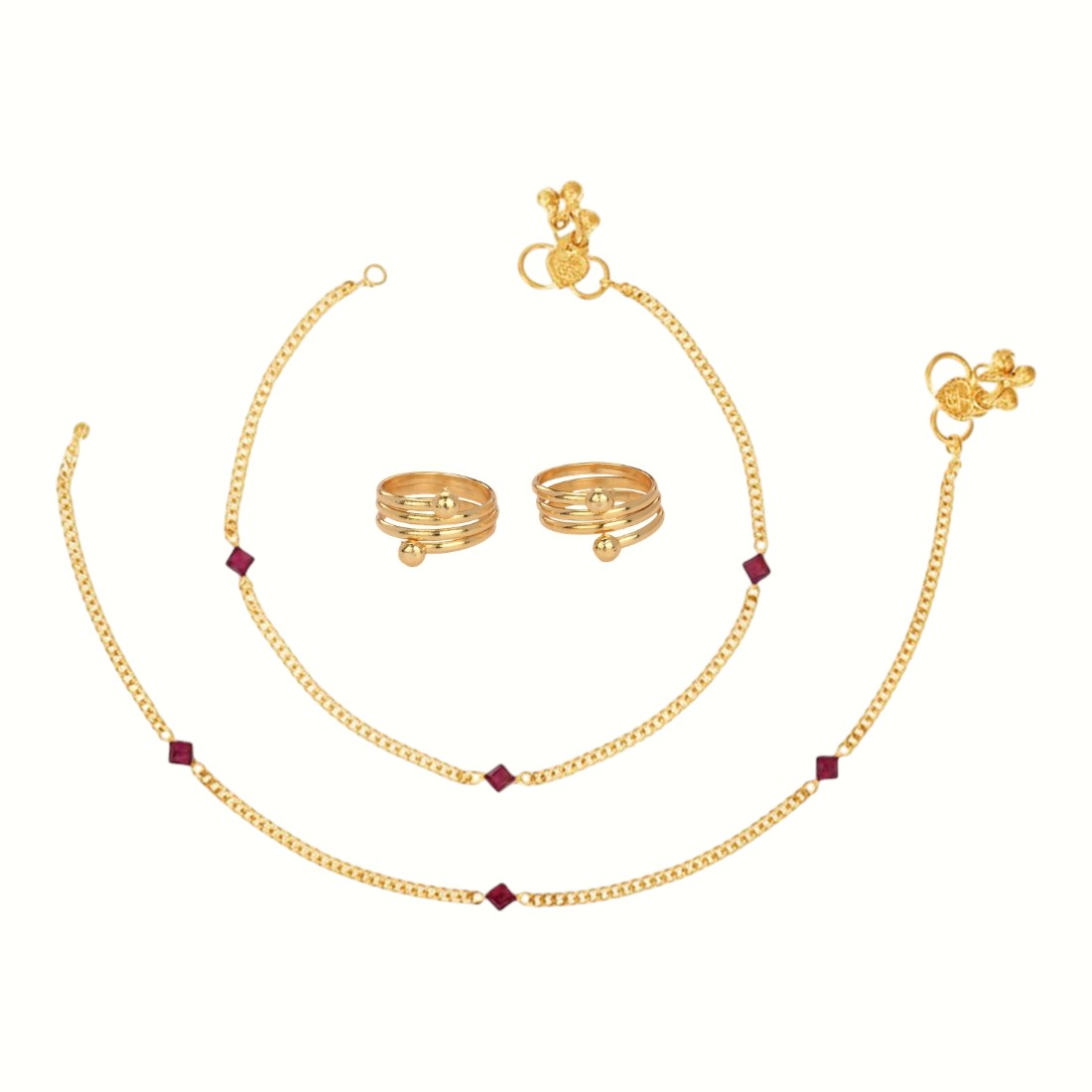 Silver and Gold Plated Ghungroo Payal Anklet with Adjustable Bichhiya Toe Ring Combo Set for Women