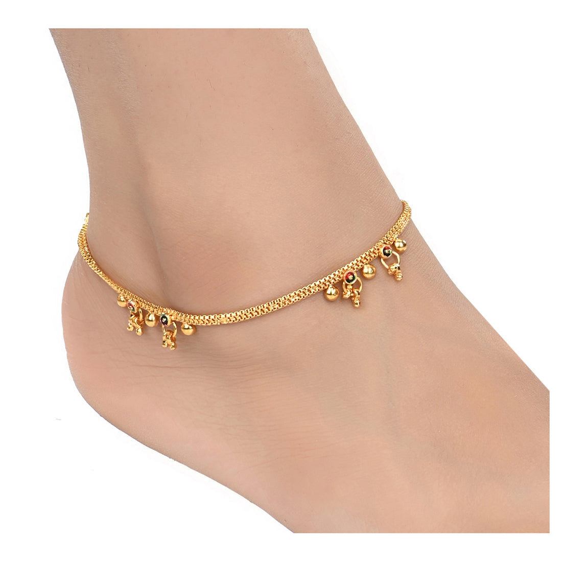 Silver and Gold Plated Ghungroo Payal Anklet with Adjustable Bichhiya Toe Ring Combo Set for Women