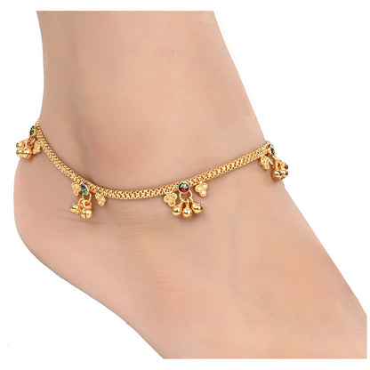 Silver and Gold Plated Ghungroo Payal Anklet with Adjustable Bichhiya Toe Ring Combo Set for Women