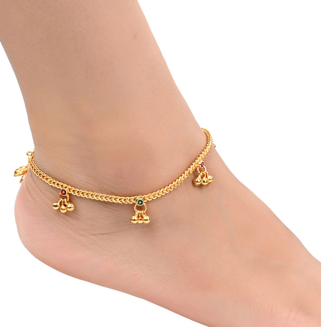 Silver and Gold Plated Ghungroo Payal Anklet with Adjustable Bichhiya Toe Ring Combo Set for Women