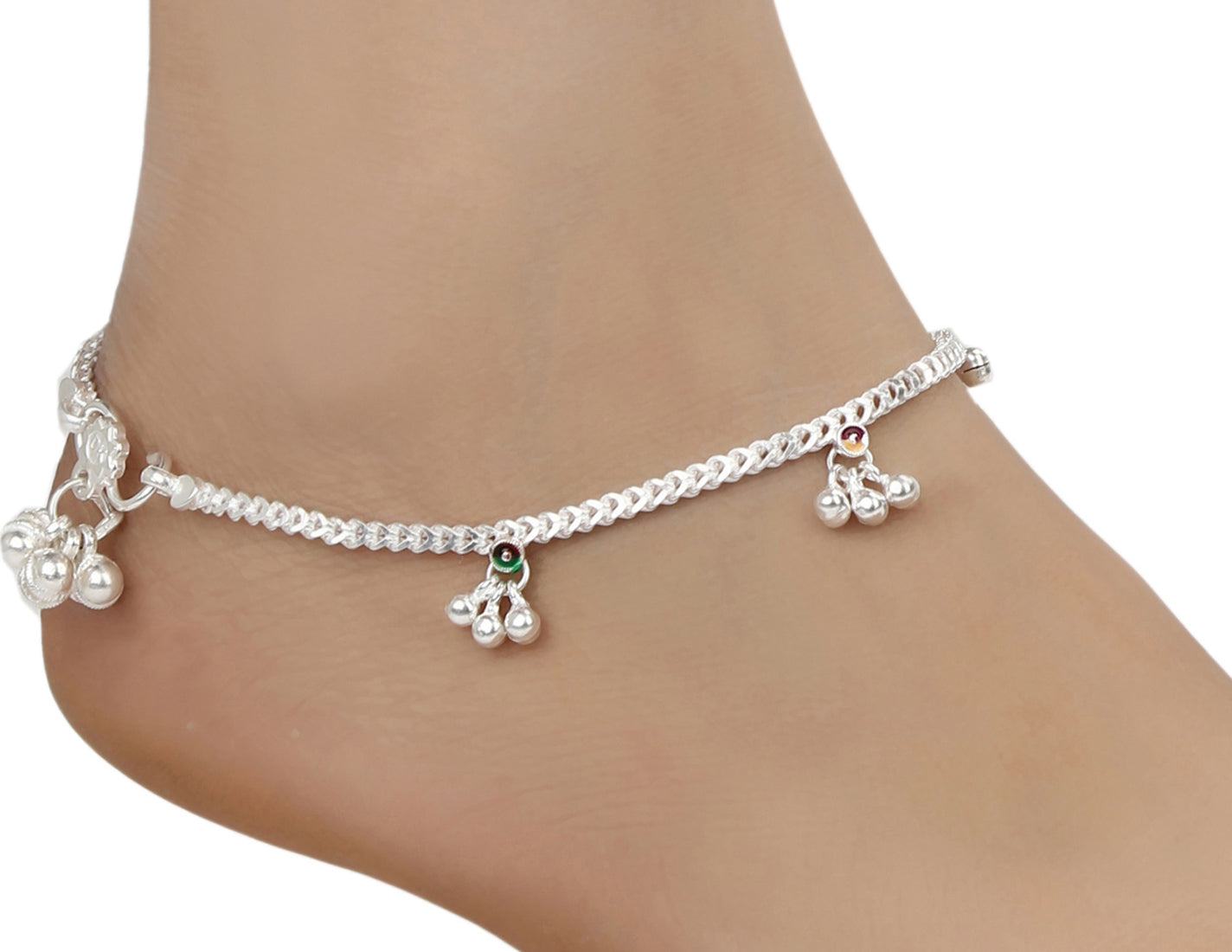 Silver and Gold Plated Ghungroo Payal Anklet with Adjustable Bichhiya Toe Ring Combo Set for Women