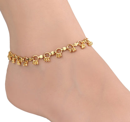 Silver and Gold Plated Ghungroo Payal Anklet with Adjustable Bichhiya Toe Ring Combo Set for Women