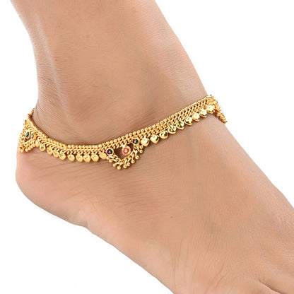 Silver and Gold Plated Ghungroo Payal Anklet with Adjustable Bichhiya Toe Ring Combo Set for Women
