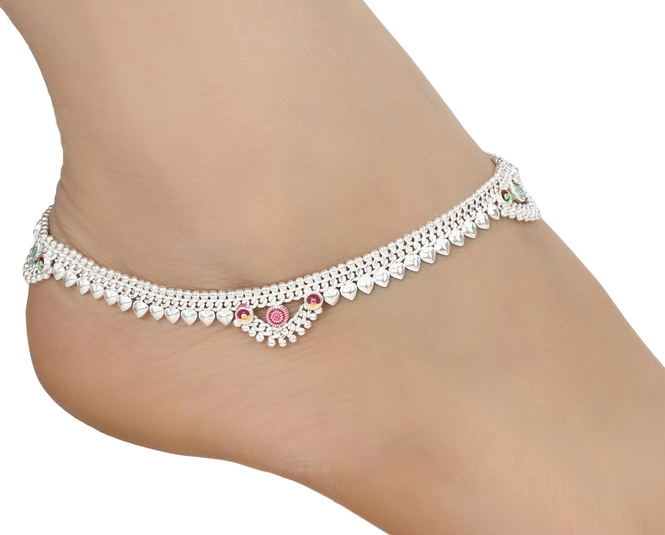 Silver and Gold Plated Ghungroo Payal Anklet with Adjustable Bichhiya Toe Ring Combo Set for Women
