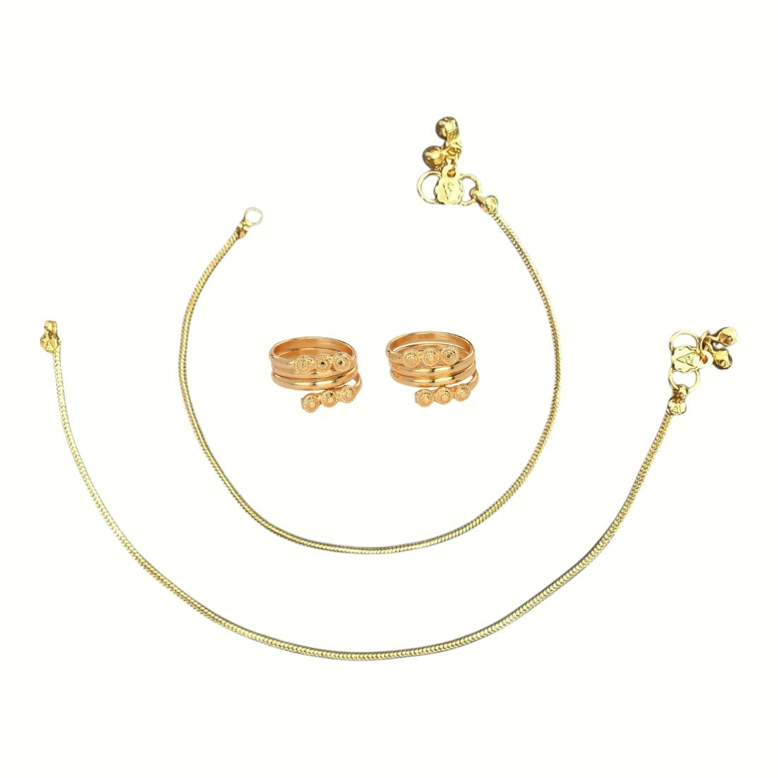 Silver and Gold Plated Ghungroo Payal Anklet with Adjustable Bichhiya Toe Ring Combo Set for Women