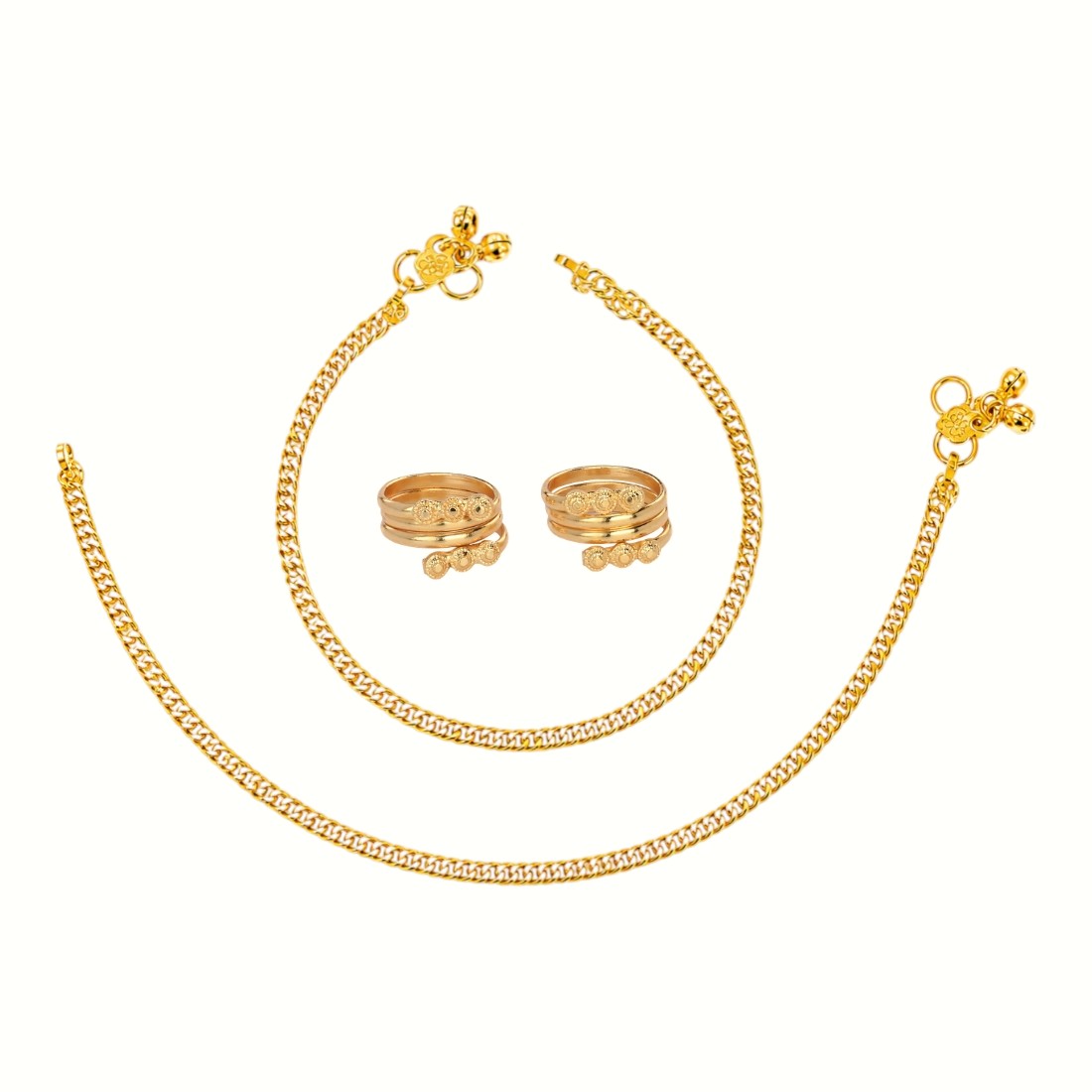 Silver and Gold Plated Ghungroo Payal Anklet with Adjustable Bichhiya Toe Ring Combo Set for Women