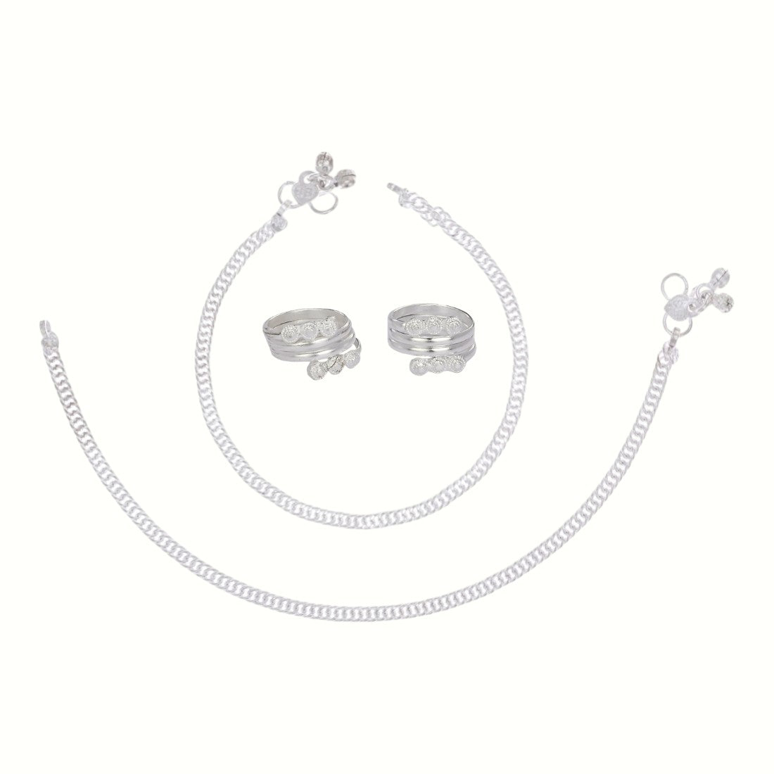 Silver and Gold Plated Ghungroo Payal Anklet with Adjustable Bichhiya Toe Ring Combo Set for Women