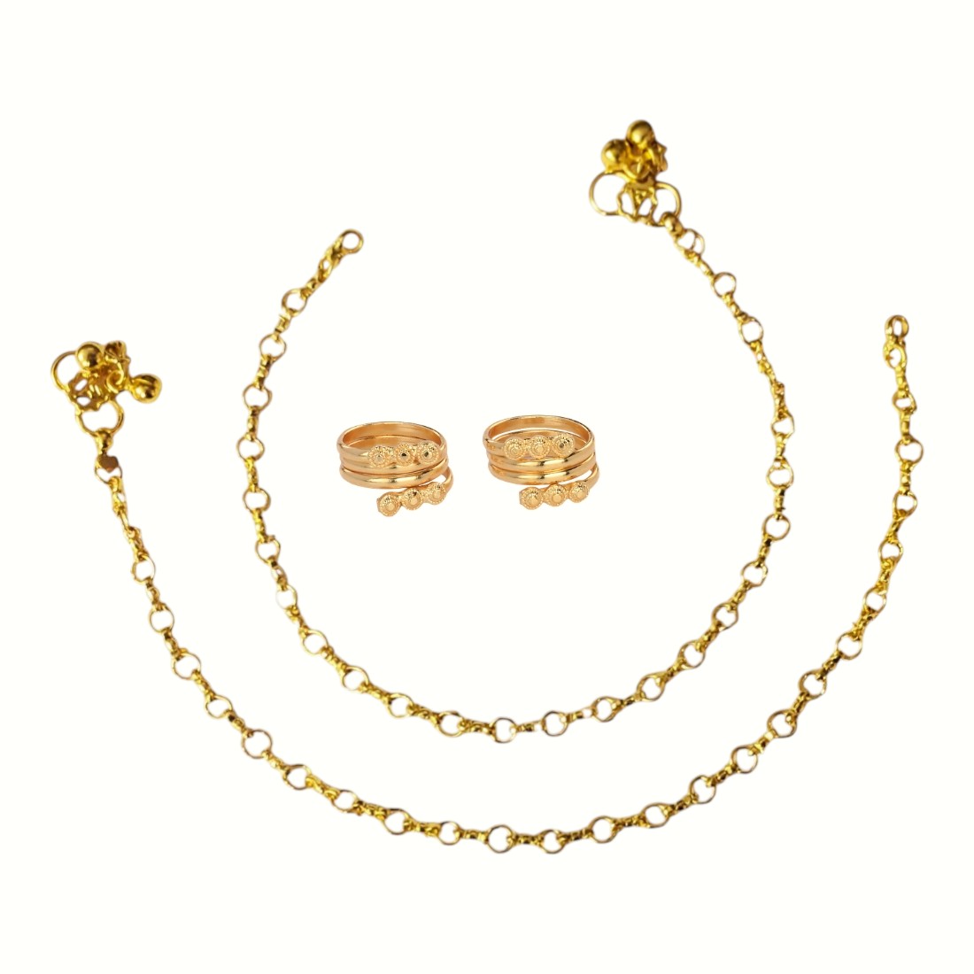 Silver and Gold Plated Ghungroo Payal Anklet with Adjustable Bichhiya Toe Ring Combo Set for Women