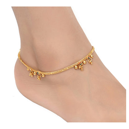 Silver and Gold Plated Ghungroo Payal Anklet with Adjustable Bichhiya Toe Ring Combo Set for Women