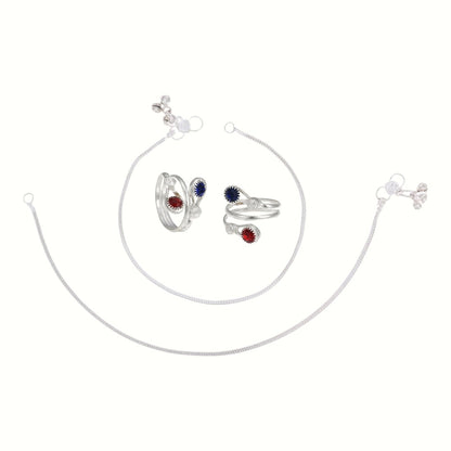 Silver and Gold Plated Ghungroo Payal Anklet with Adjustable Bichhiya Toe Ring Combo Set for Women