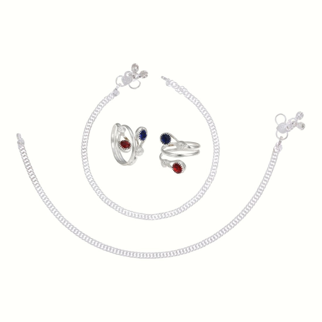 Silver and Gold Plated Ghungroo Payal Anklet with Adjustable Bichhiya Toe Ring Combo Set for Women