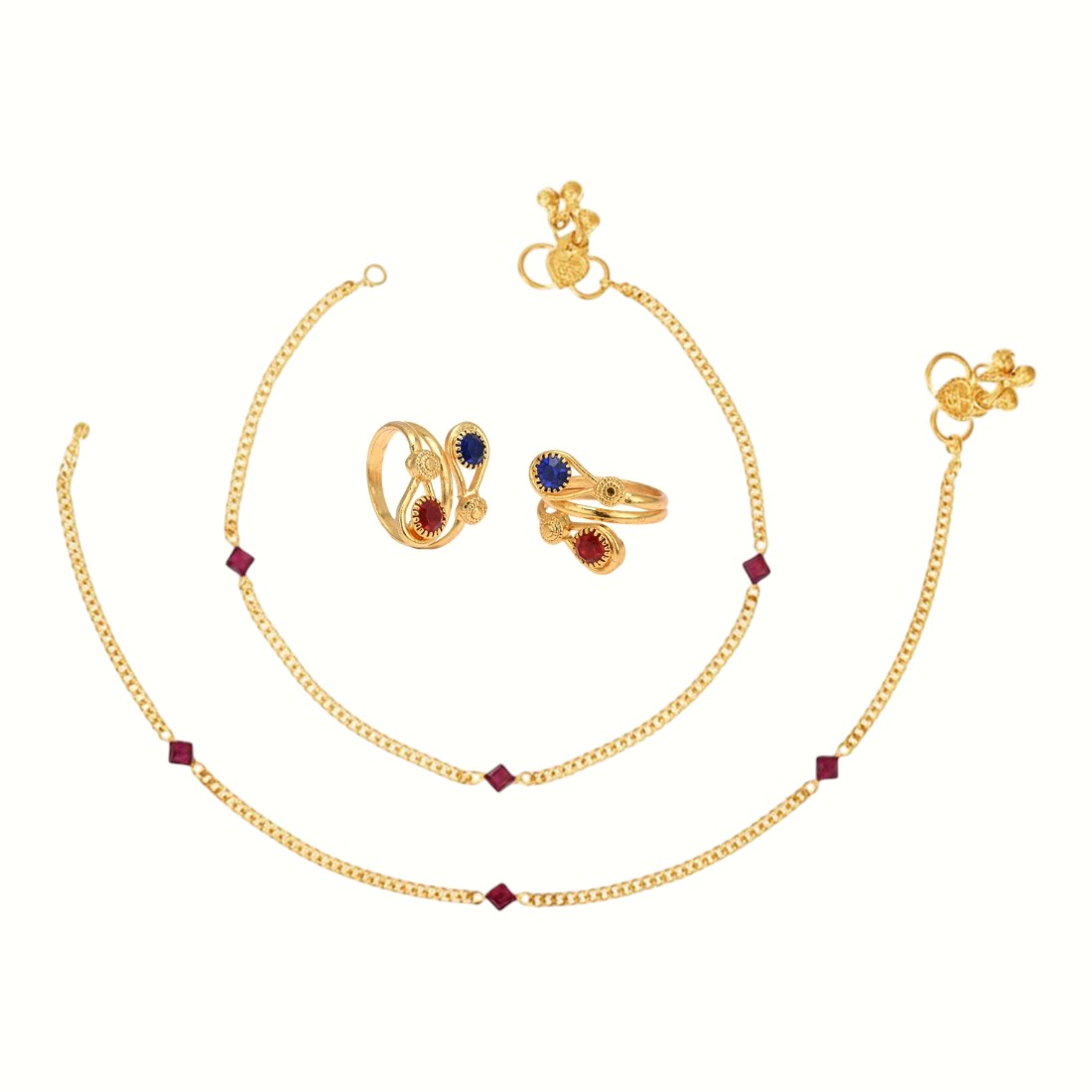 Silver and Gold Plated Ghungroo Payal Anklet with Adjustable Bichhiya Toe Ring Combo Set for Women