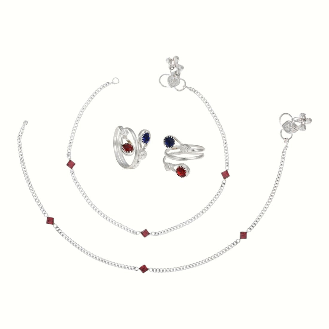 Silver and Gold Plated Ghungroo Payal Anklet with Adjustable Bichhiya Toe Ring Combo Set for Women