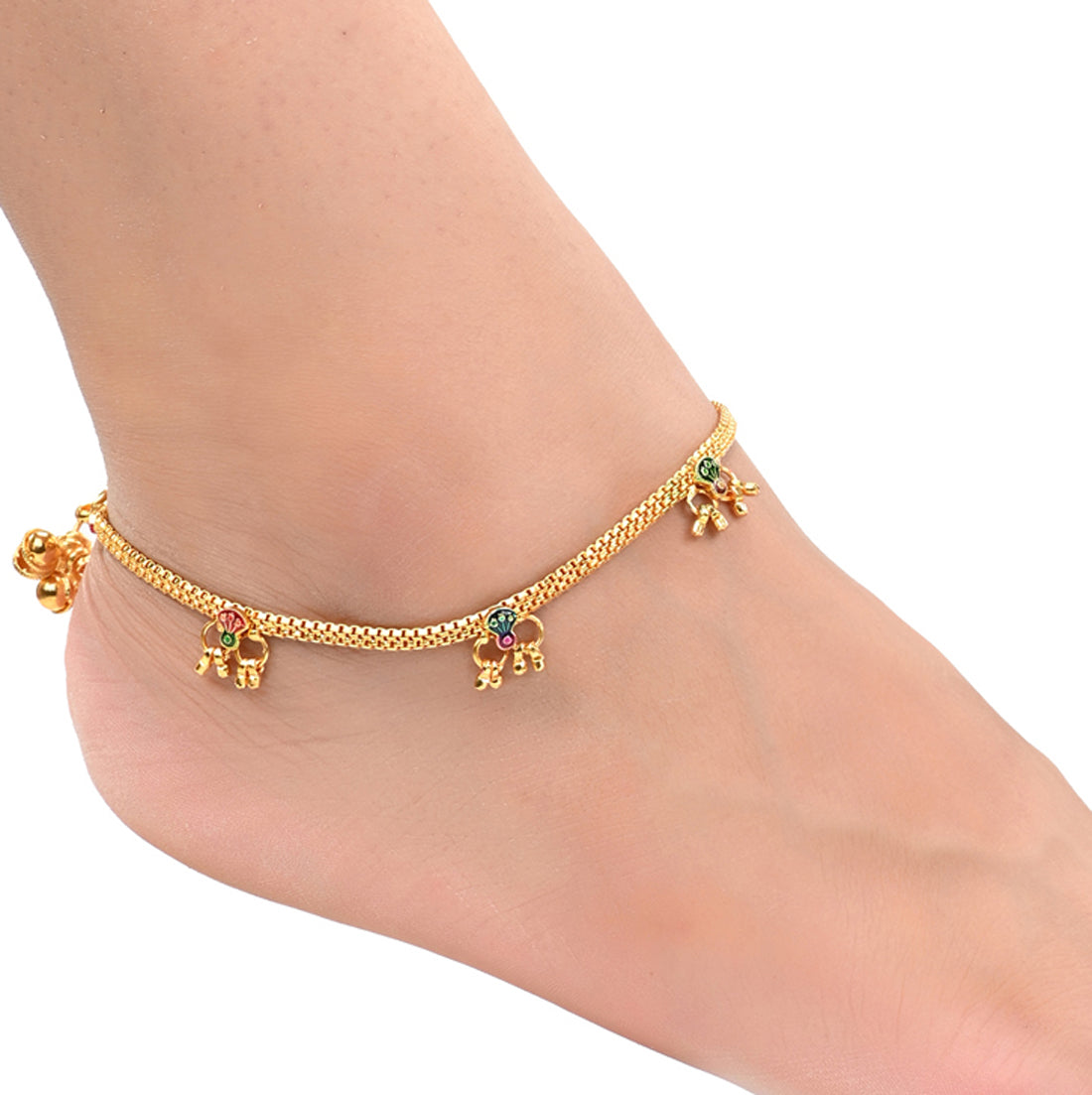 Silver and Gold Plated Ghungroo Payal Anklet with Adjustable Bichhiya Toe Ring Combo Set for Women