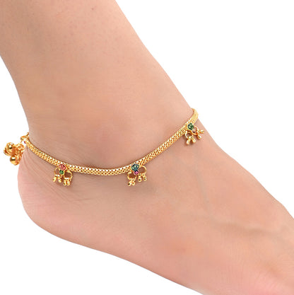 Silver and Gold Plated Ghungroo Payal Anklet with Adjustable Bichhiya Toe Ring Combo Set for Women