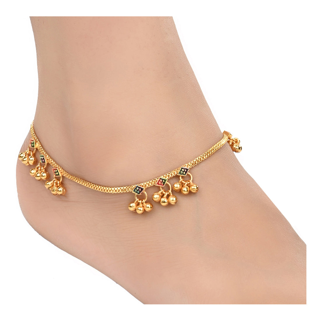 Silver and Gold Plated Ghungroo Payal Anklet with Adjustable Bichhiya Toe Ring Combo Set for Women
