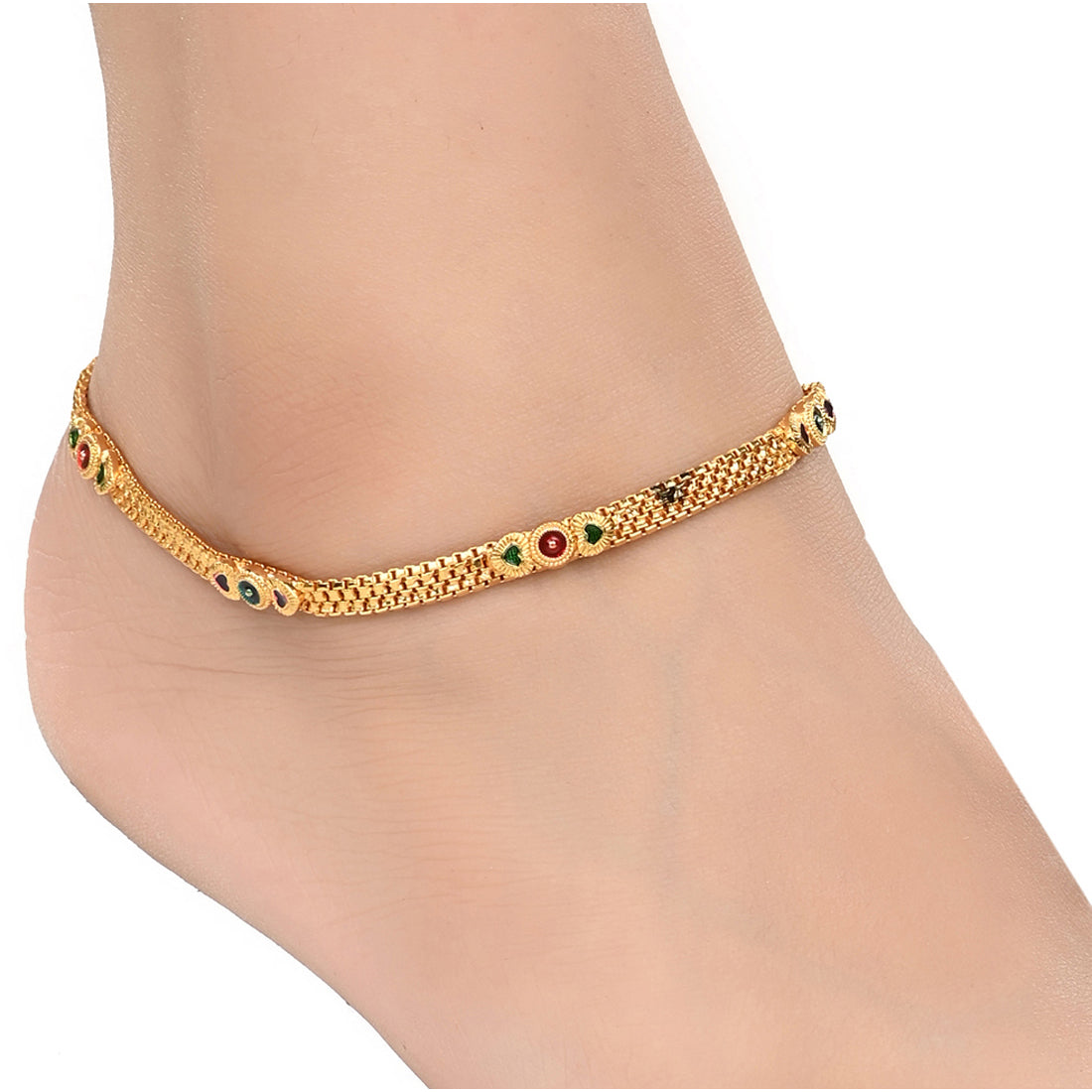 Silver and Gold Plated Ghungroo Payal Anklet with Adjustable Bichhiya Toe Ring Combo Set for Women