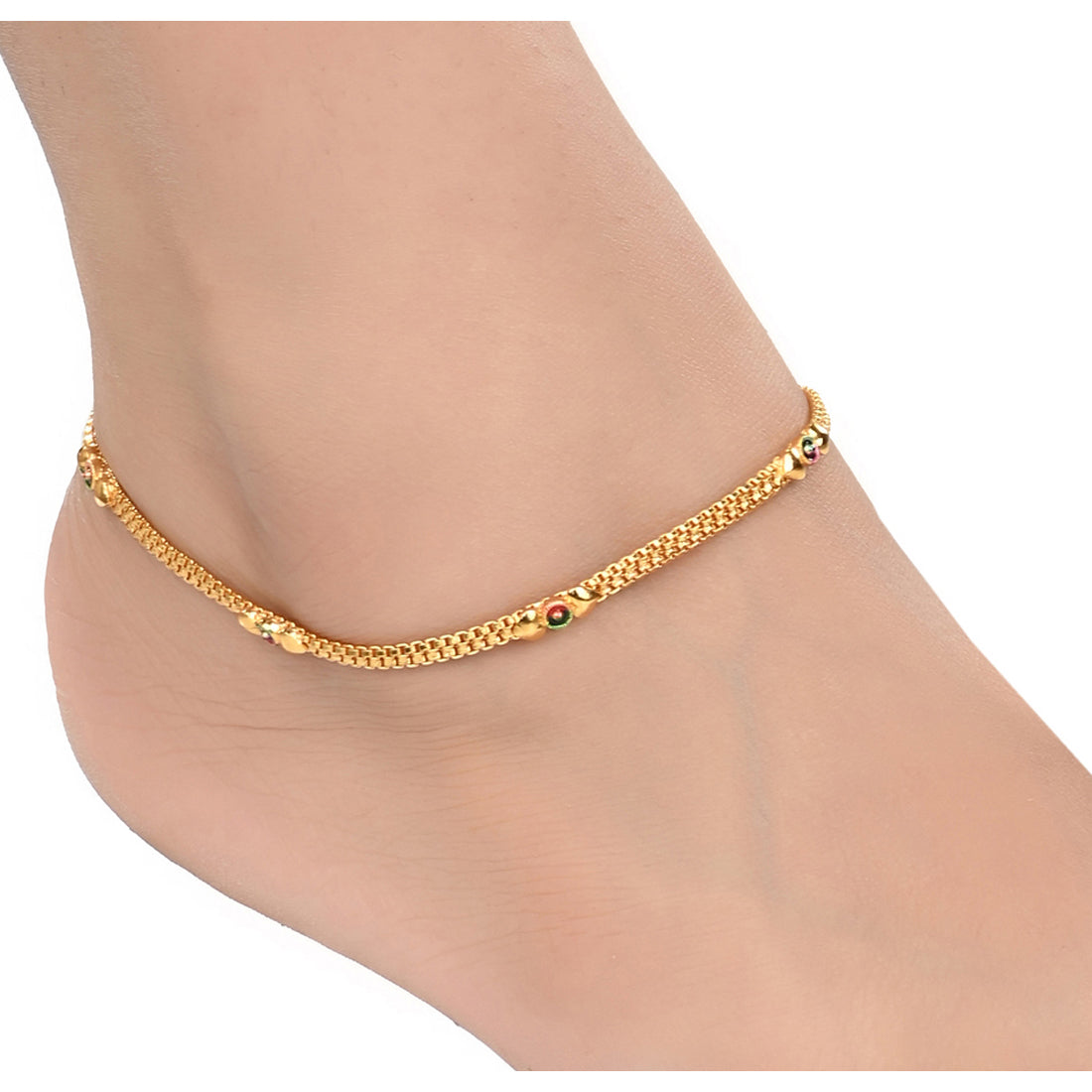 Silver and Gold Plated Ghungroo Payal Anklet with Adjustable Bichhiya Toe Ring Combo Set for Women