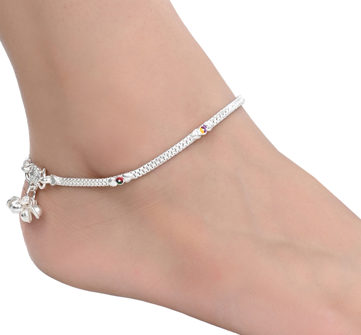 Silver and Gold Plated Ghungroo Payal Anklet with Adjustable Bichhiya Toe Ring Combo Set for Women