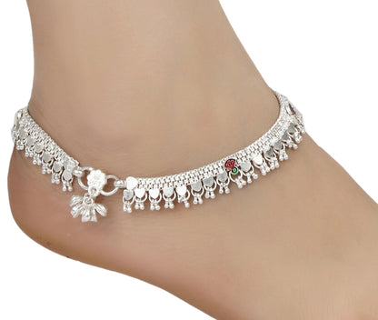 Silver and Gold Plated Ghungroo Payal Anklet with Adjustable Bichhiya Toe Ring Combo Set for Women