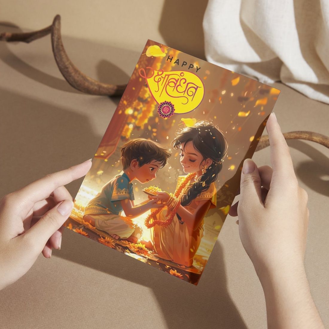 AanyaCentric Raksha Bandhan Card for Brother and Sister — Printed Greeting Card with Envelope