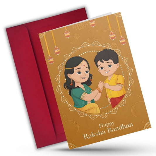 AanyaCentric Raksha Bandhan Card for Brother and Sister — Printed Greeting Card with Envelope