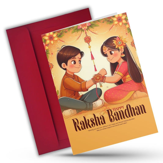 AanyaCentric Raksha Bandhan Card for Brother and Sister — Printed Greeting Card with Envelope