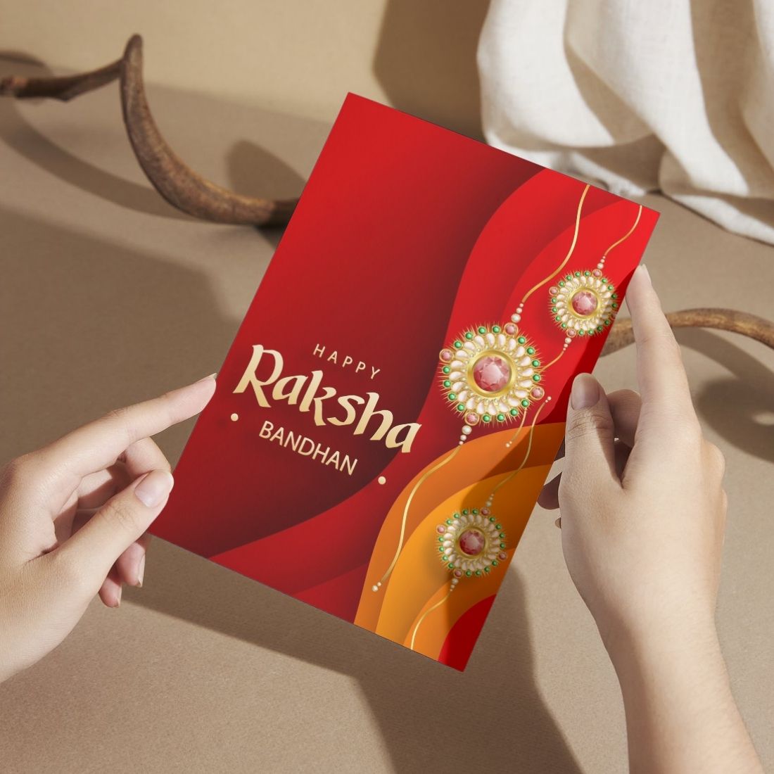 AanyaCentric Raksha Bandhan Card for Brother and Sister — Printed Greeting Card with Envelope