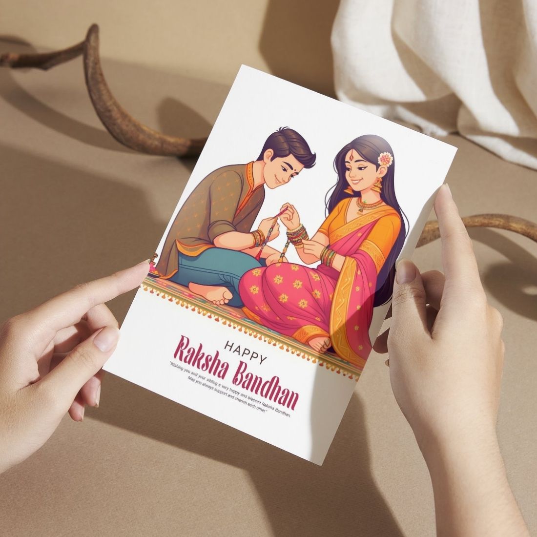 AanyaCentric Raksha Bandhan Card for Brother and Sister — Printed Greeting Card with Envelope