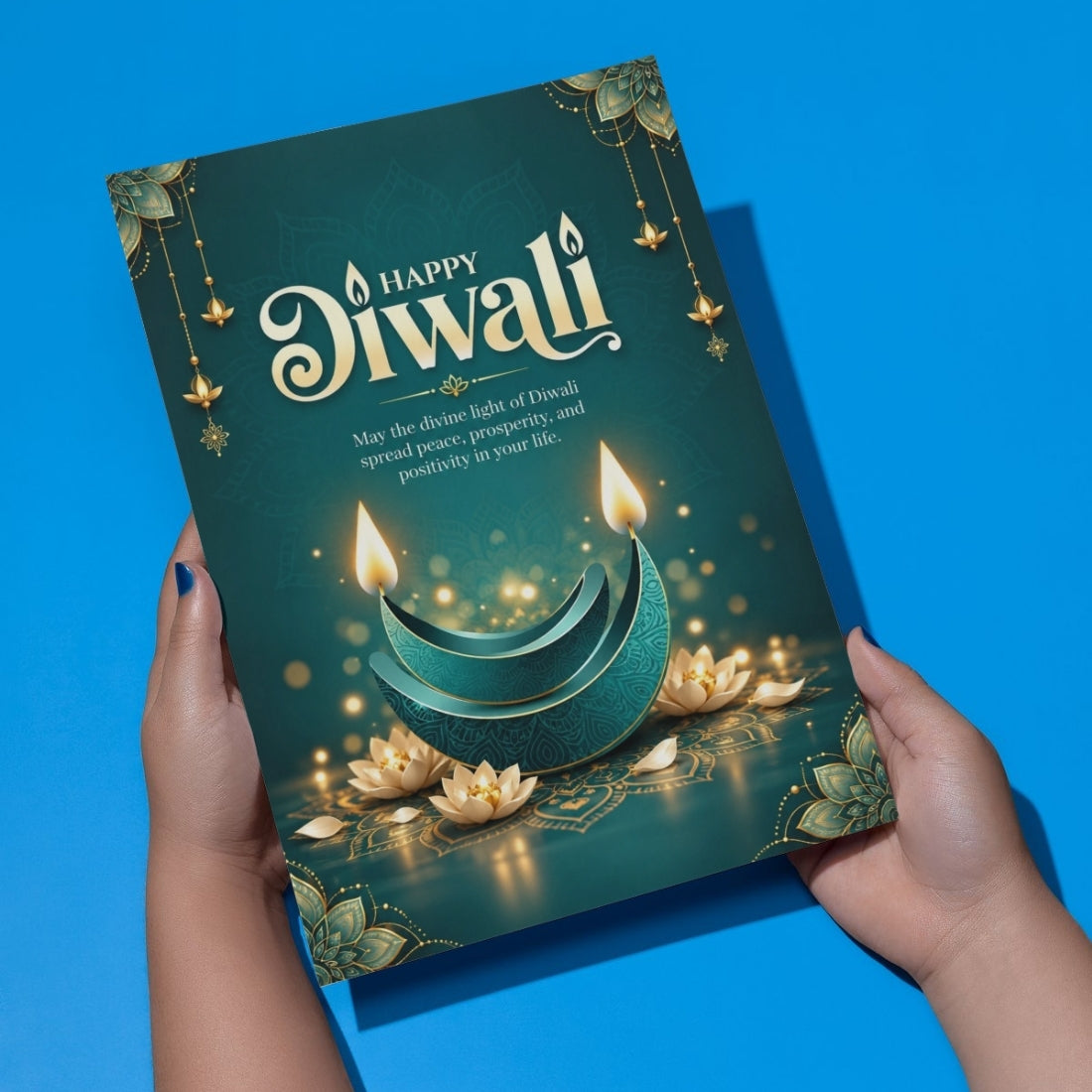 Happy Diwali Card — Printed Greeting Card, Multiple Sizes, Photo Paper, Pre-Printed Wishes