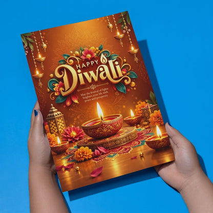 Happy Diwali Card — Printed Greeting Card, Multiple Sizes, Photo Paper, Pre-Printed Wishes