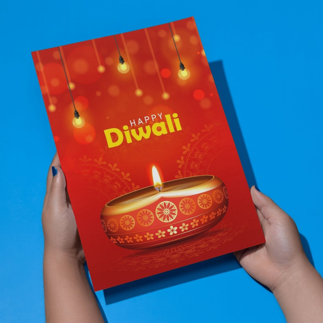Happy Diwali Card — Printed Greeting Card, Multiple Sizes, Photo Paper, Pre-Printed Wishes