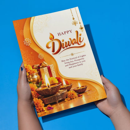 Happy Diwali Card — Printed Greeting Card, Multiple Sizes, Photo Paper, Pre-Printed Wishes