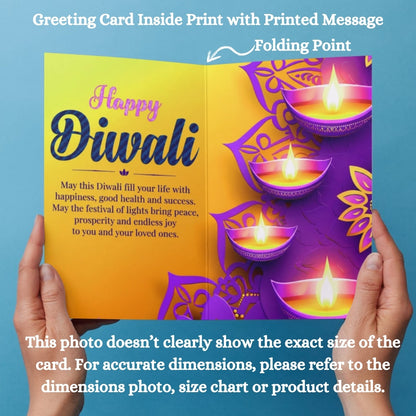 Happy Diwali Card — Printed Greeting Card, Multiple Sizes, Photo Paper, Pre-Printed Wishes