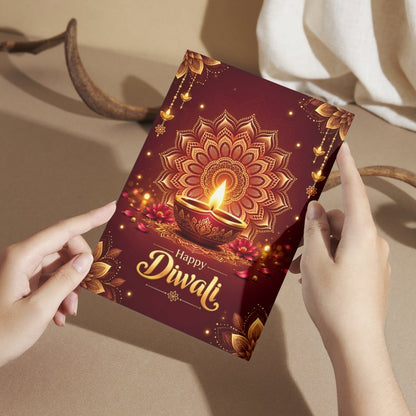 Happy Diwali Card — Printed Greeting Card, Multiple Sizes, Photo Paper, Pre-Printed Wishes