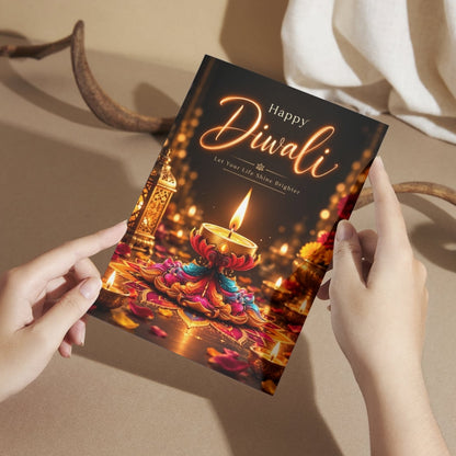 Happy Diwali Card — Printed Greeting Card, Multiple Sizes, Photo Paper, Pre-Printed Wishes