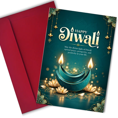 Happy Diwali Card — Printed Greeting Card, Multiple Sizes, Photo Paper, Pre-Printed Wishes