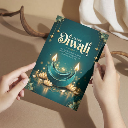 Happy Diwali Card — Printed Greeting Card, Multiple Sizes, Photo Paper, Pre-Printed Wishes