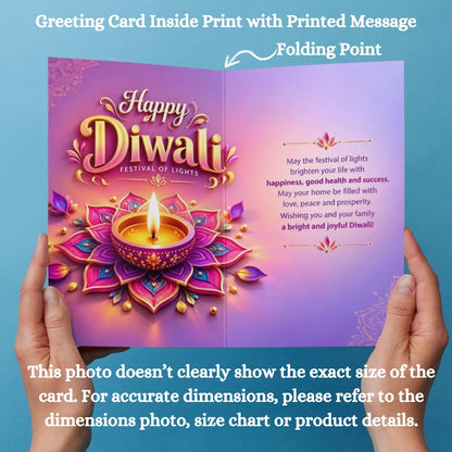 Happy Diwali Card — Printed Greeting Card, Multiple Sizes, Photo Paper, Pre-Printed Wishes
