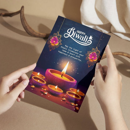 Happy Diwali Card — Printed Greeting Card, Multiple Sizes, Photo Paper, Pre-Printed Wishes