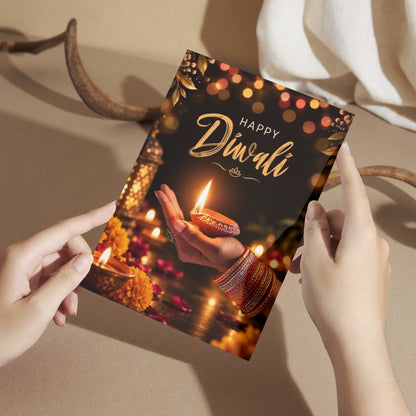 Happy Diwali Card — Printed Greeting Card, Multiple Sizes, Photo Paper, Pre-Printed Wishes