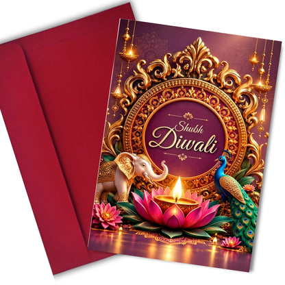 Happy Diwali Card — Printed Greeting Card, Multiple Sizes, Photo Paper, Pre-Printed Wishes