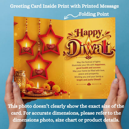 Happy Diwali Card — Printed Greeting Card, Multiple Sizes, Photo Paper, Pre-Printed Wishes