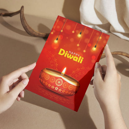 Happy Diwali Card — Printed Greeting Card, Multiple Sizes, Photo Paper, Pre-Printed Wishes