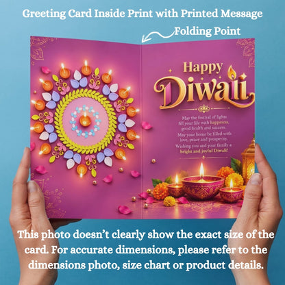 Happy Diwali Card — Printed Greeting Card, Multiple Sizes, Photo Paper, Pre-Printed Wishes