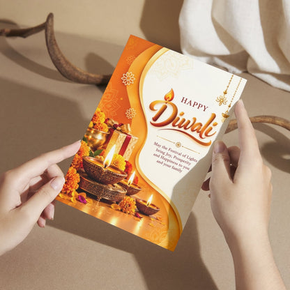 Happy Diwali Card — Printed Greeting Card, Multiple Sizes, Photo Paper, Pre-Printed Wishes