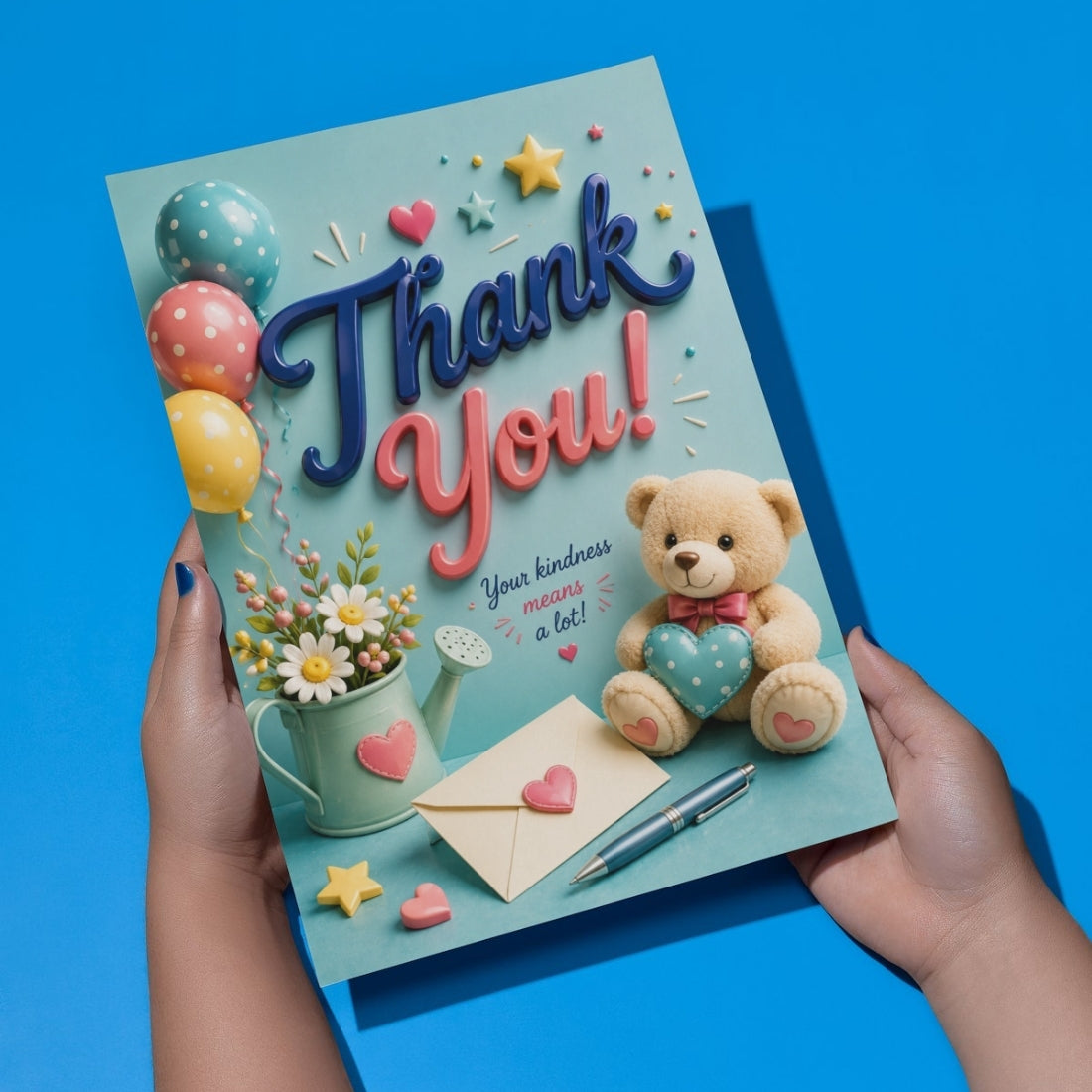 Thank You Greeting Card, Multiple Sizes, Printed on Photo Paper